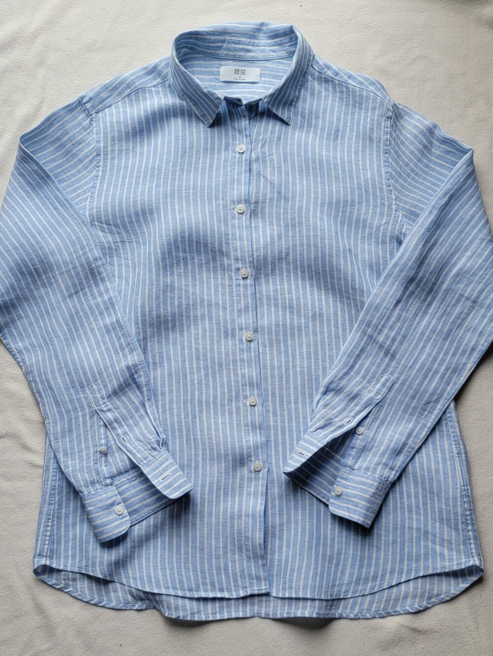 Linen Blue-White Striped Button-Down Shirt